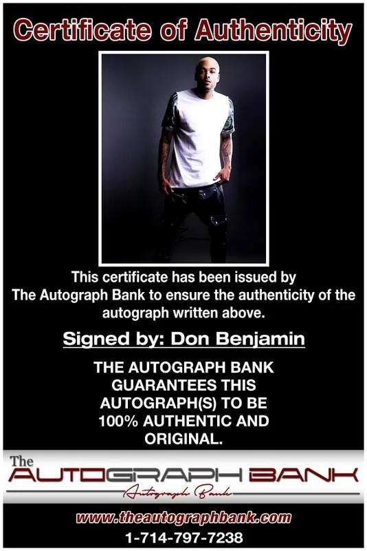 Don Benjamin — Don Benjamin authentic signed rap 8x10 photo W/Certificate Autographed (A00502), image 2