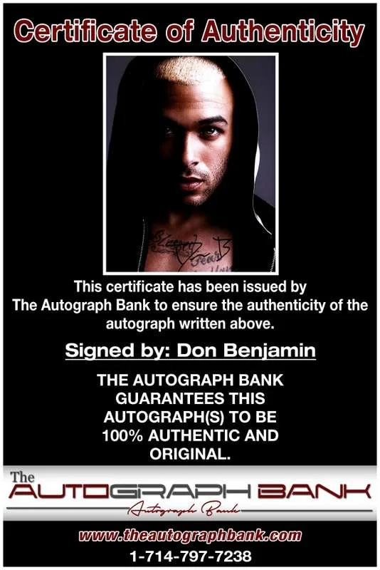 Don Benjamin — Don Benjamin authentic signed rap 8x10 photo W/Certificate Autographed (A00505), image 2