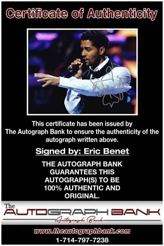 Eric Benet — Eric Benet authentic signed rap 8x10 photo W/Certificate Autographed (A0005), image 2