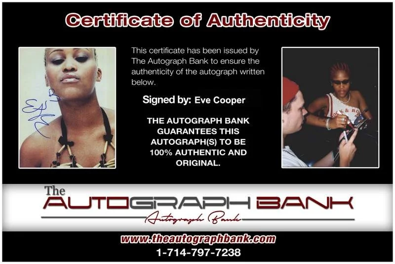 Eve — Ruff Ryders Eve Cooper signed rap 8x10 photo W/Certificate Autographed (A0304), image 2