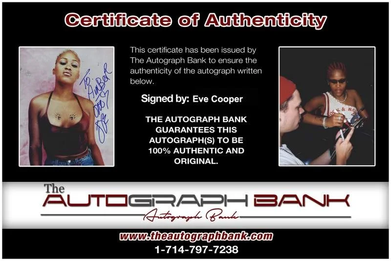 Eve — Ruff Ryders Eve Cooper signed rap 8x10 photo W/Certificate Autographed (A0306), изображение 2