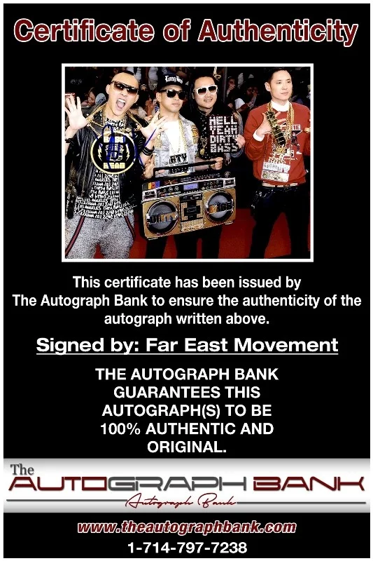 Far East Movement — Far East Movement authentic signed RAPPER 8x10 photo W/Cert Autographed 26-d, изображение 2