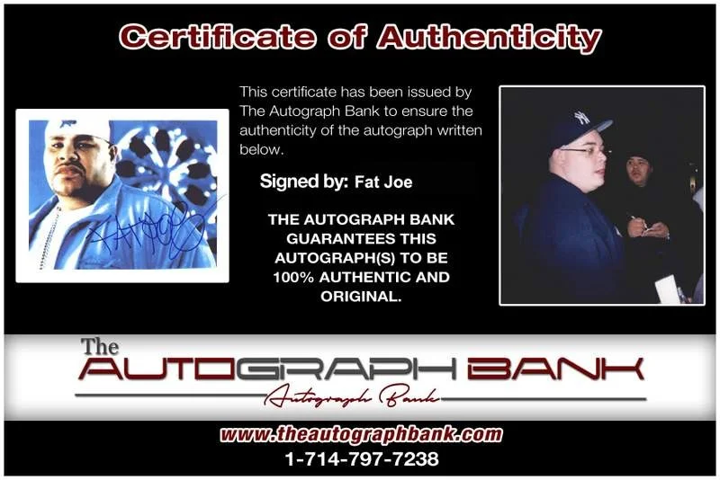 Fat Joe — Terror Squad Fat Joe signed rap 8x10 photo W/Certificate Autographed (A0318), image 2
