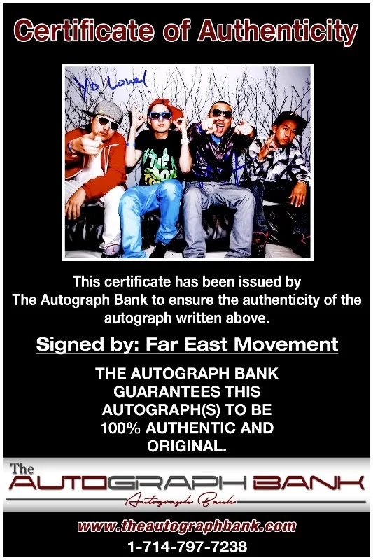 Far East Movement — Far East Movement authentic signed RAPPER 8x10 photo W/Cert Autographed 26-g, изображение 2