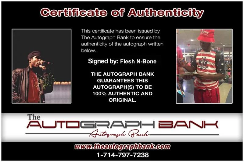 Flesh-N-Bone — BTNH Bone Thugs N Harmony Flesh signed rap 8x10 photo W/Cert Autograph (A0357), изображение 2