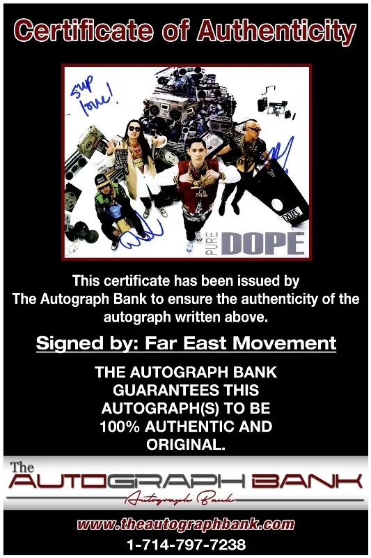 Far East Movement — Far East Movement authentic signed RAPPER 8x10 photo W/Cert Autographed 26-b, изображение 2