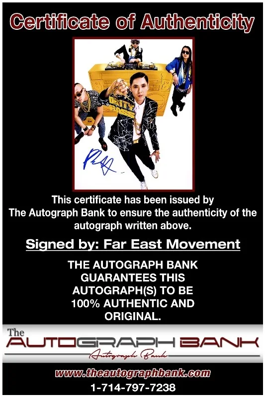 Far East Movement — Far East Movement authentic signed RAPPER 8x10 photo W/Cert Autographed 26-i, изображение 2