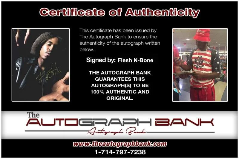 Flesh-N-Bone — BTNH Bone Thugs N Harmony Flesh signed rap 8x10 photo W/Cert Autograph (A0370), изображение 2