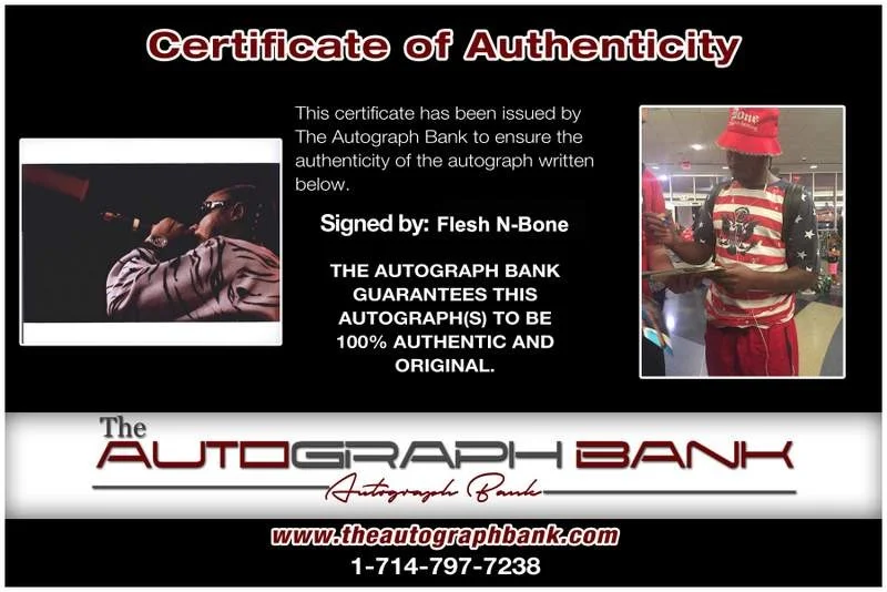 Flesh-N-Bone — BTNH Bone Thugs N Harmony Flesh signed rap 8x10 photo W/Cert Autograph (A0362), image 2