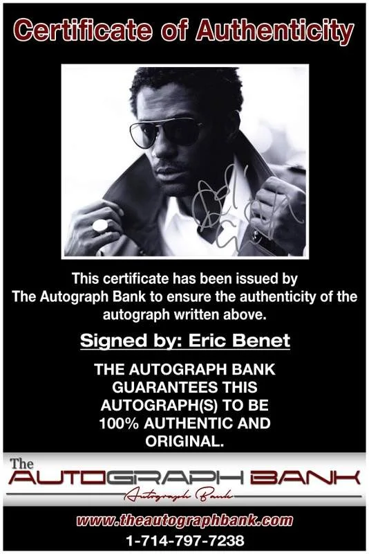 Eric Benet — Eric Benet authentic signed rap 8x10 photo W/Certificate Autographed (A0001), image 2