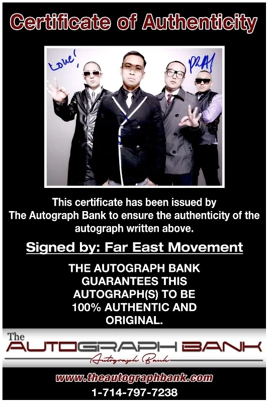 Far East Movement — Far East Movement authentic signed RAPPER 8x10 photo W/Cert Autographed 26-a, изображение 2