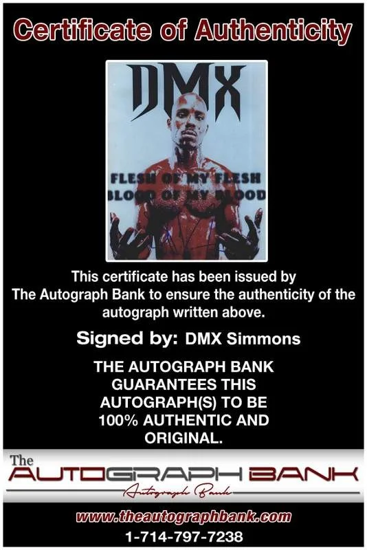 Dmx — Dmx Earl Simmons authentic signed rap 8x10 photo W/Certificate Autographed A0276, изображение 2
