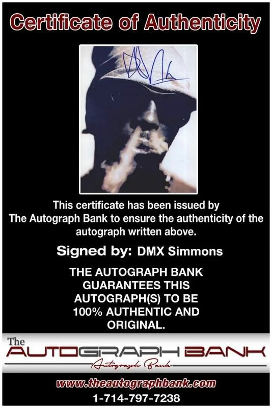 Dmx — Dmx Earl Simmons authentic signed rap 8x10 photo W/Certificate Autographed A0278, изображение 2