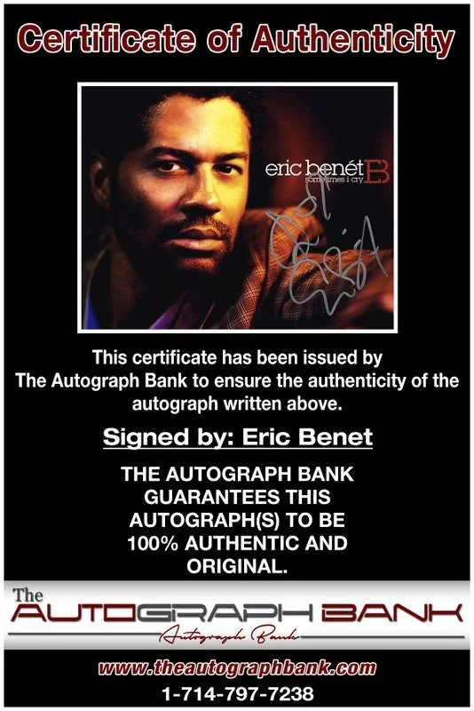 Eric Benet — Eric Benet authentic signed rap 8x10 photo W/Certificate Autographed (A0006), image 2