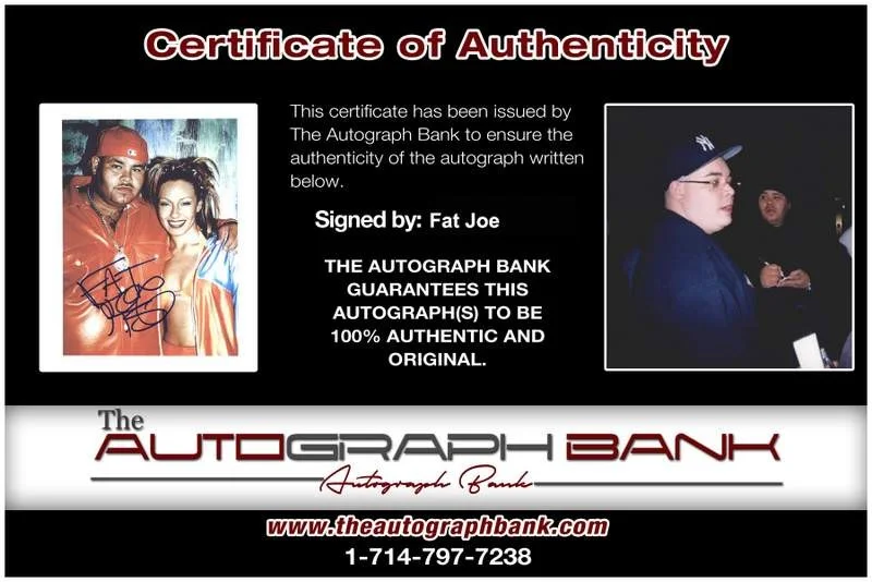Fat Joe — Terror Squad Fat Joe signed rap 8x10 photo W/Certificate Autographed (A0317), изображение 2