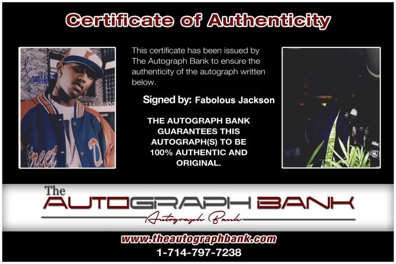 Fabolous — Fabolous Jackson authentic signed rap 8x10 photo W/Certificate Autographed A0307, image 2