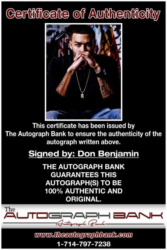Don Benjamin — Don Benjamin authentic signed rap 8x10 photo W/Certificate Autographed (A00503), image 2