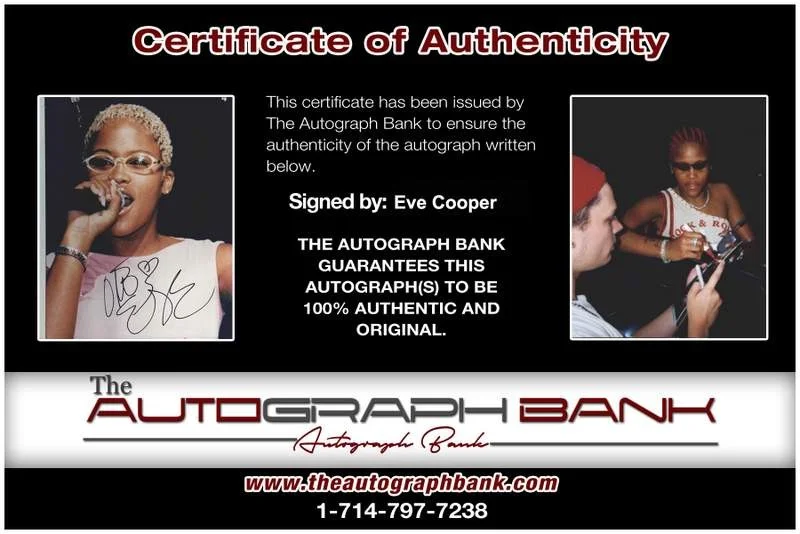 Eve — Ruff Ryders Eve Cooper signed rap 8x10 photo W/Certificate Autographed (A0305), изображение 2