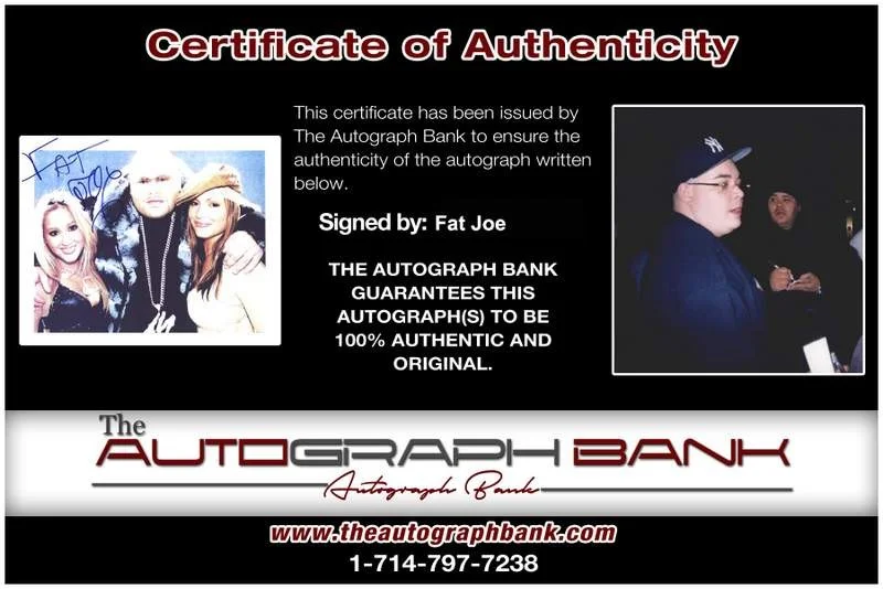 Fat Joe — Terror Squad Fat Joe signed rap 8x10 photo W/Certificate Autographed (A0312), изображение 2