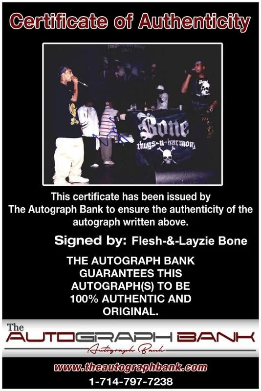 Flesh, Layzie Bone — Bone Thugs N Harmony Flesh Layzie signed rap 8x10 photo W/Cert Autograph (A0350), изображение 2