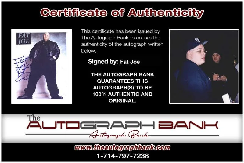 Fat Joe — Terror Squad Fat Joe signed rap 8x10 photo W/Certificate Autographed (A0314), изображение 2