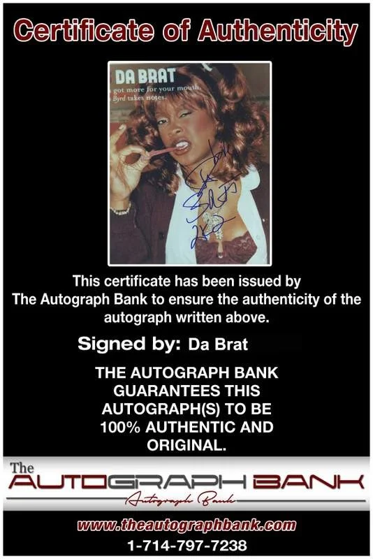 Da Brat — Da Brat authentic signed rap 8x10 photo W/Certificate Autographed (A0197), image 2