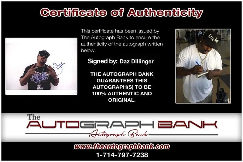 Daz Dillinger — Death Row Daz Dillinger authentic signed rap 8x10 photo W/Cert Autographed 212, изображение 2