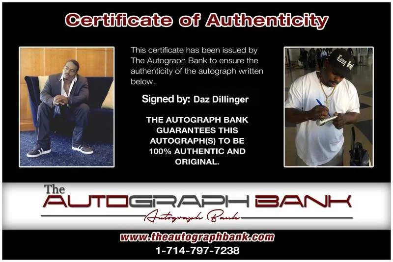 Daz Dillinger — Death Row Daz Dillinger authentic signed rap 8x10 photo W/Cert Autographed 218, изображение 2