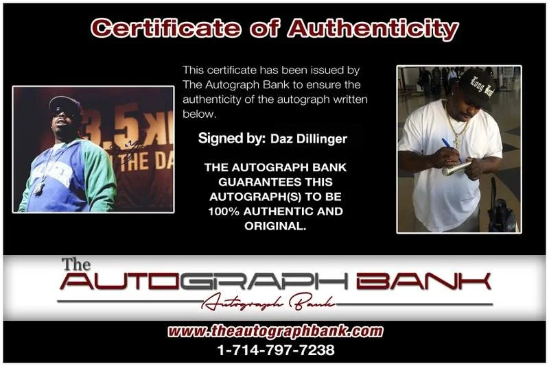 Daz Dillinger — Death Row Daz Dillinger authentic signed rap 8x10 photo W/Cert Autographed 233, изображение 2