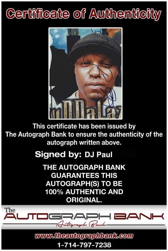 Dj Paul — Three Six Mafia Dj Paul signed rap 8x10 photo W/Certificate Autographed (A0250), изображение 2