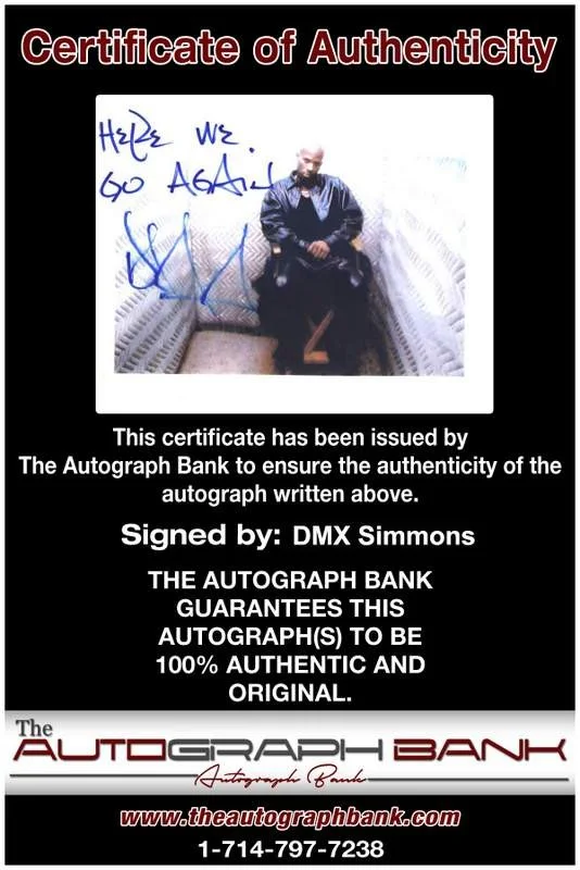 Dmx — Dmx Earl Simmons authentic signed rap 8x10 photo W/Certificate Autographed A0269, image 2