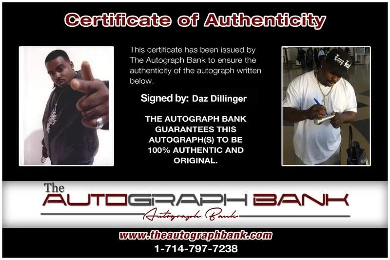 Daz Dillinger — Death Row Daz Dillinger authentic signed rap 8x10 photo W/Cert Autographed 217, изображение 2