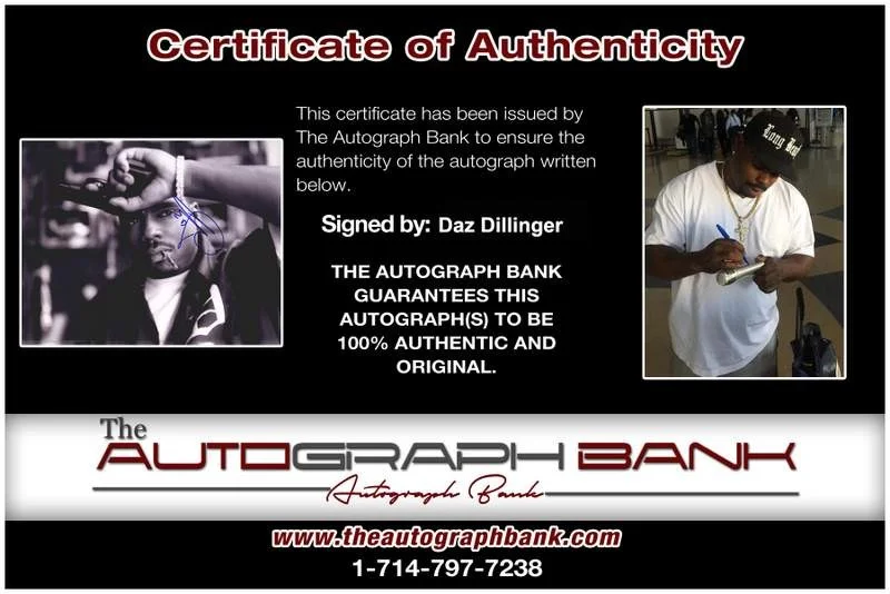 Daz Dillinger — Death Row Daz Dillinger authentic signed rap 8x10 photo W/Cert Autographed 224, image 2