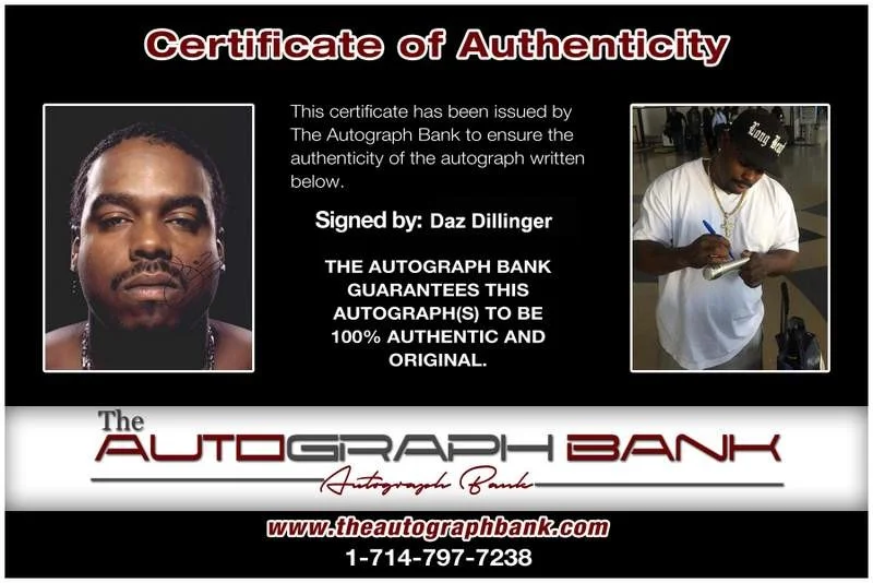 Daz Dillinger — Death Row Daz Dillinger authentic signed rap 8x10 photo W/Cert Autographed 216, изображение 2