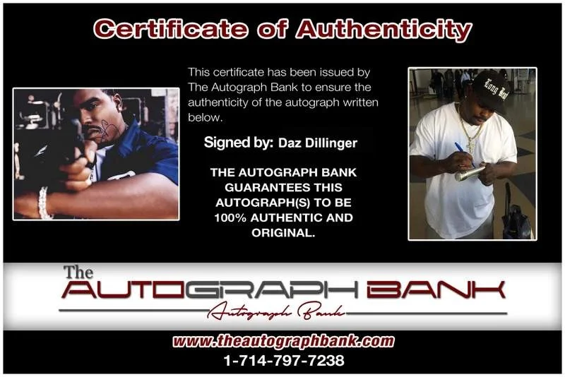 Daz Dillinger — Death Row Daz Dillinger authentic signed rap 8x10 photo W/Cert Autographed 225, изображение 2