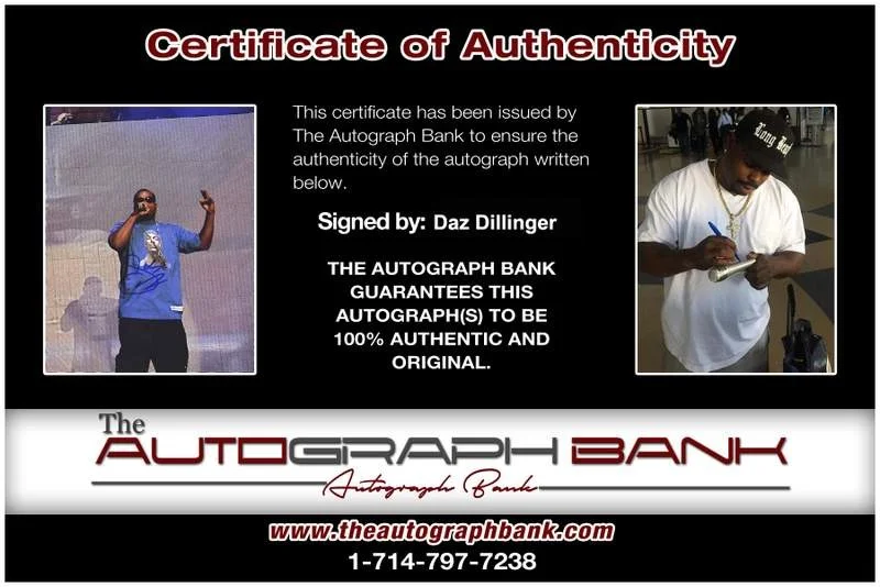Daz Dillinger — Death Row Daz Dillinger authentic signed rap 8x10 photo W/Cert Autographed 235, изображение 2
