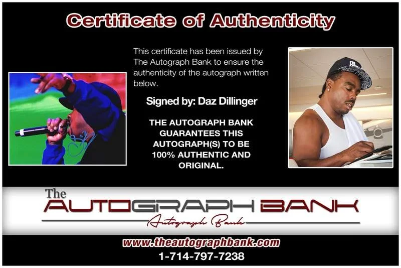 Daz Dillinger — The Dogg Pound Daz Dillinger authentic signed 8x10 photo |CERT Autograph A0441, изображение 2