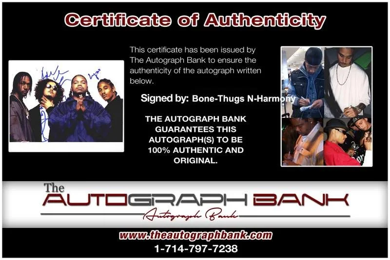 Bone Thugs-N-Harmony — Bone-Thugs N-Harmony authentic signed rap 8x10 photo W/Certificate Autograph 104, image 2