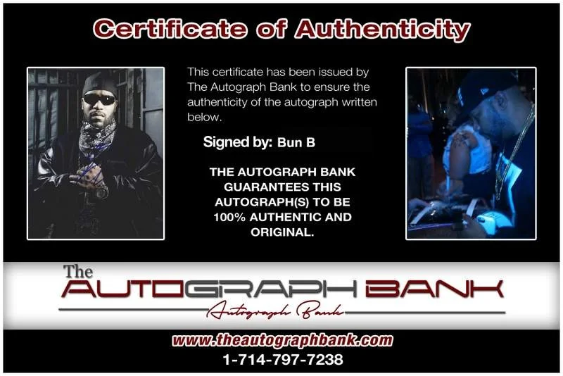 Bun B — UGK Bun B Signed authentic signed rap 8x10 photo W/Certificate Autographed A0112, изображение 2