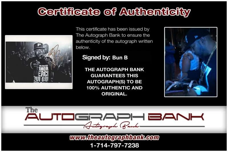 Bun B — UGK Bun B Signed authentic signed rap 8x10 photo W/Certificate Autographed A0111, изображение 2