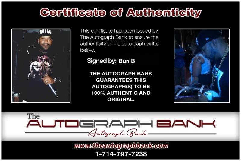 Bun B — UGK Bun B Signed authentic signed rap 8x10 photo W/Certificate Autographed A0124, изображение 2