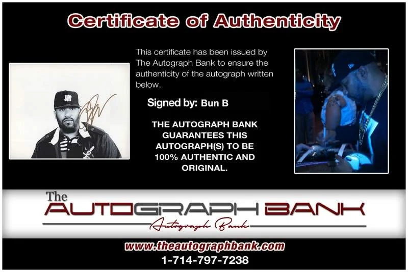 Bun B — UGK Bun B Signed authentic signed rap 8x10 photo W/Certificate Autographed A0123, image 2