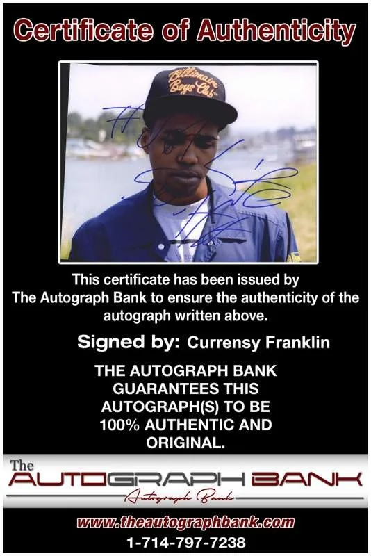 Curren$y — Jet Life Currensy Curren$y authentic signed rap 8x10 photo /Cert Autographed 177, image 2
