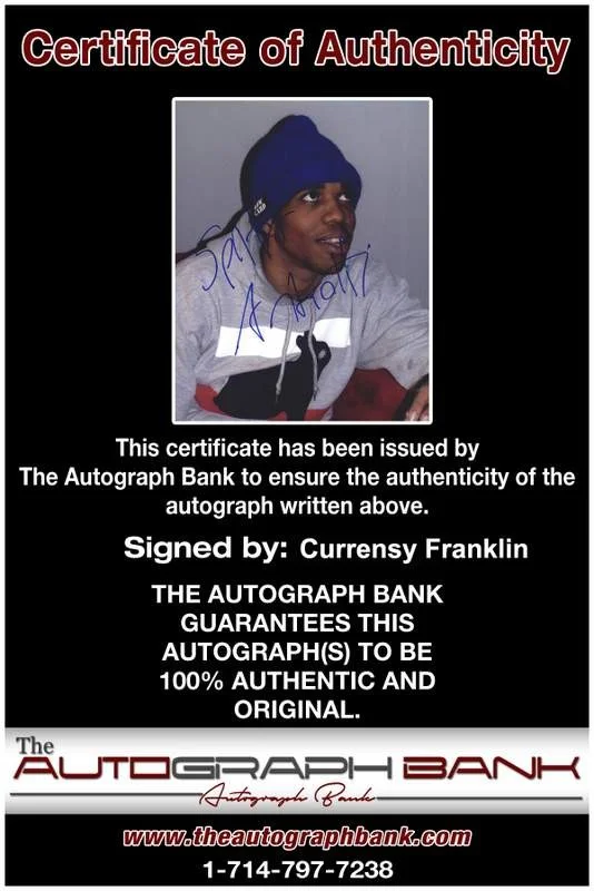 Curren$y — Jet Life Currensy Curren$y authentic signed rap 8x10 photo /Cert Autographed 181, image 2