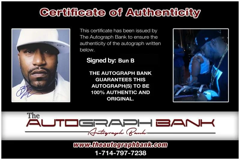 Bun B — UGK Bun B Signed authentic signed rap 8x10 photo W/Certificate Autographed A0122, image 2