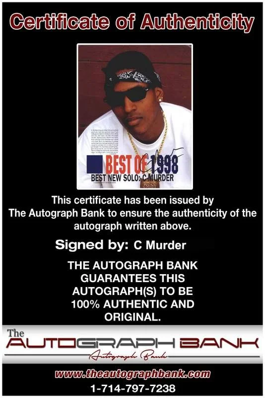 C Murder — C Murder Corey Miller signed 8x10 magazine page W/Cert AutograpH *IN PRISON A7, изображение 2