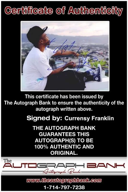 Curren$y — Jet Life Currensy Curren$y authentic signed rap 8x10 photo /Cert Autographed 187, image 2