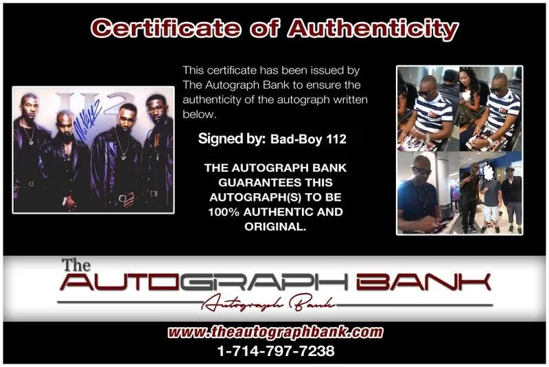 112 — Bad-Boy 112 authentic signed rap 8x10 photo W/Certificate Autographed (A0002), изображение 2