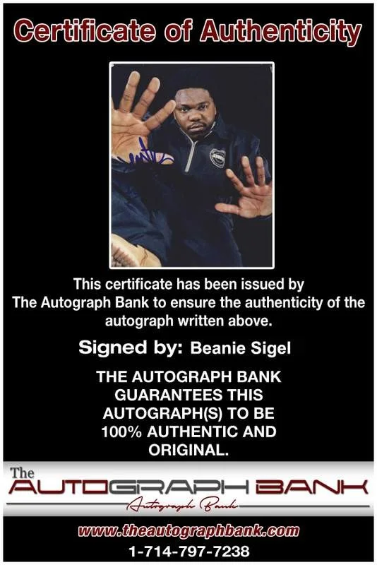 Beanie Sigel — Beanie Sigel authentic signed rap 8x10 photo W/Certificate Autographed (A0044), image 2