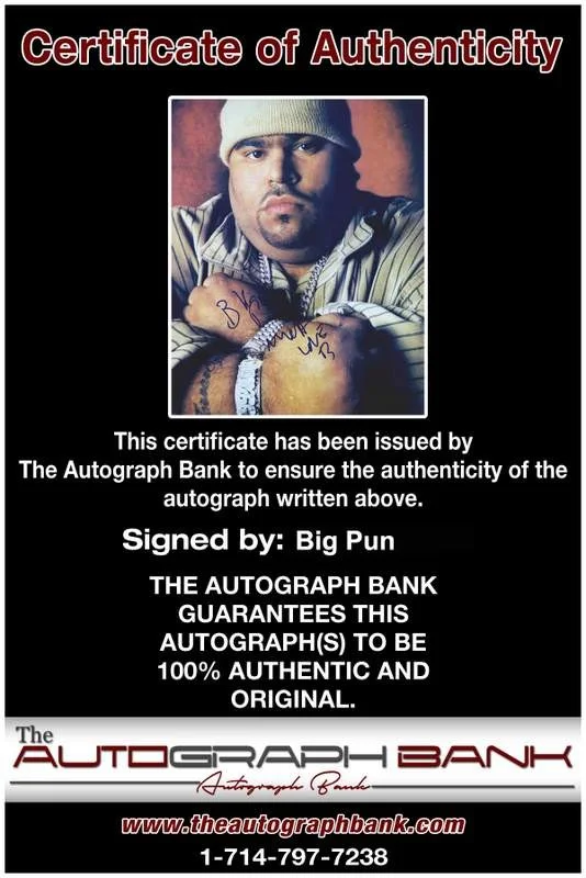 Big Pun — Big Pun Punisher authentic signed rap 8x10 photo W/Certificate Autographed 52, изображение 2